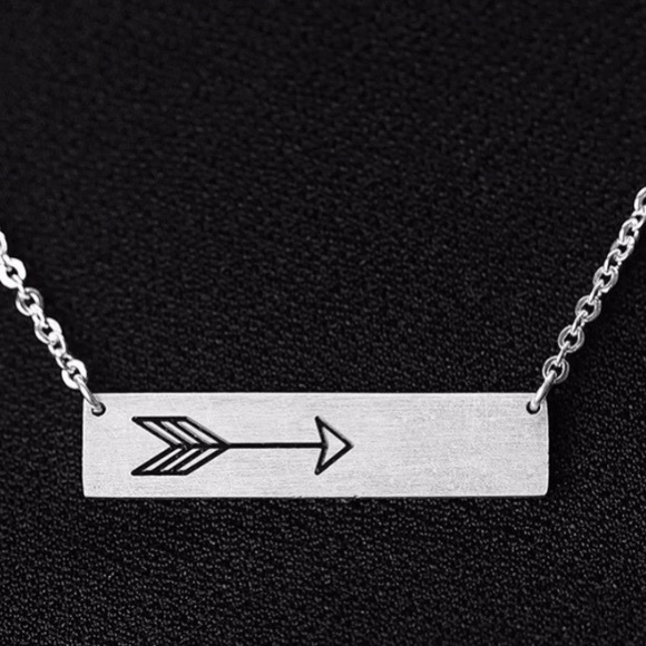 STAINLESS STEEL Silver bar arrow boho necklace - Picture 3 of 6